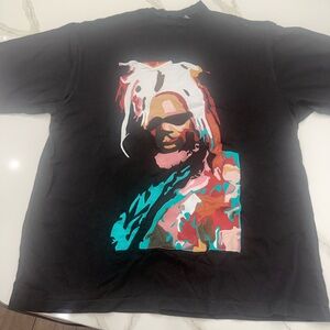 Black Embroidered Graphic T-Shirt.